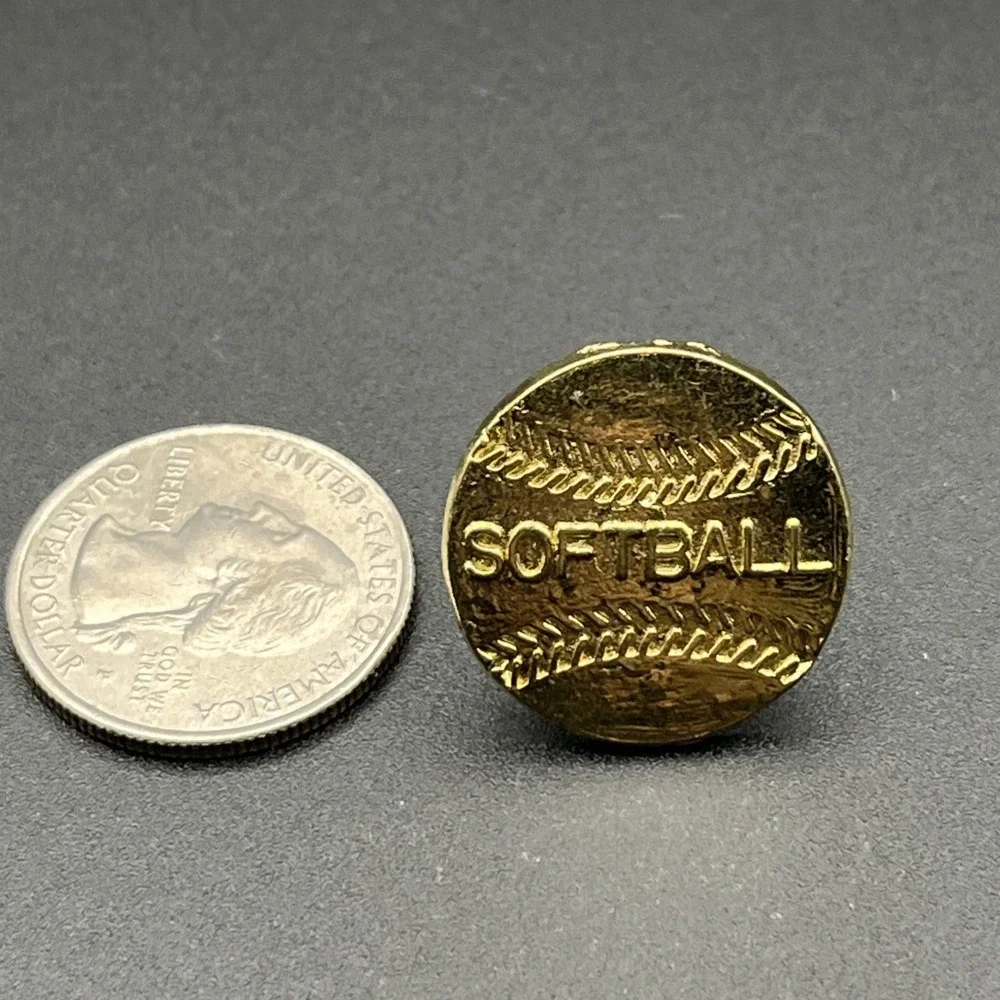 Softball Gold Tone Ball Lapel Hat Pin‎
